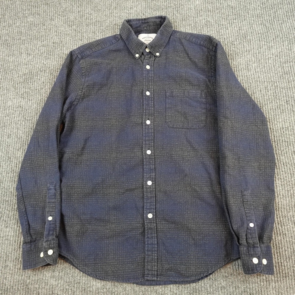 Portuguese Flannel Shirt Mens Large Blue Plaid Long Sleeve Button Up Portugal